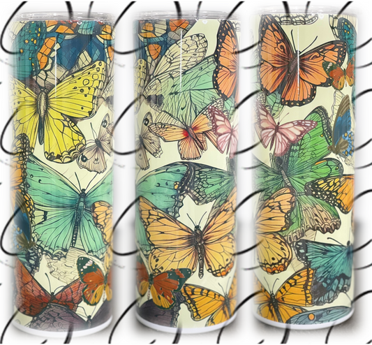 CMD Wholesale - Retro Butterflies 20oz Skinny Tumbler