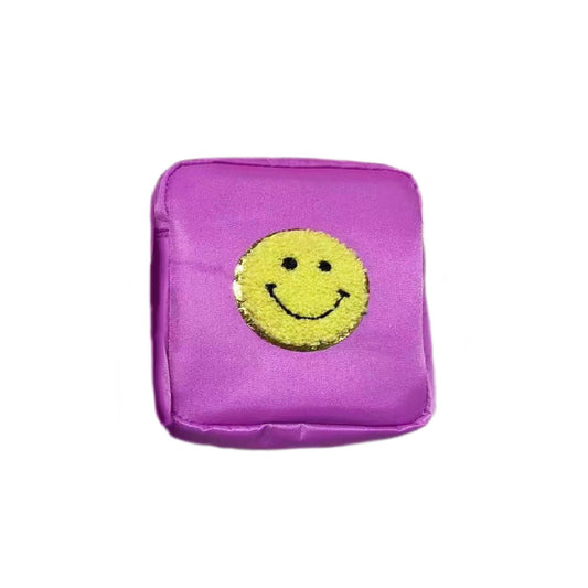 Mavi Bandz - Varsity Collection Nylon Cosmetic Bag Smiley Face Chenille