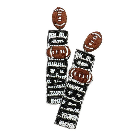 Madeline Love - FOOTBALL Beaded Message Dangle Earrings