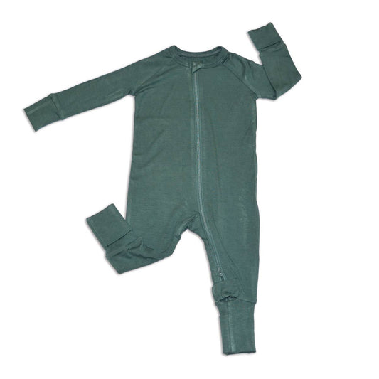 Bamboo Two Way Zipper Romper: NB-3M / Pine