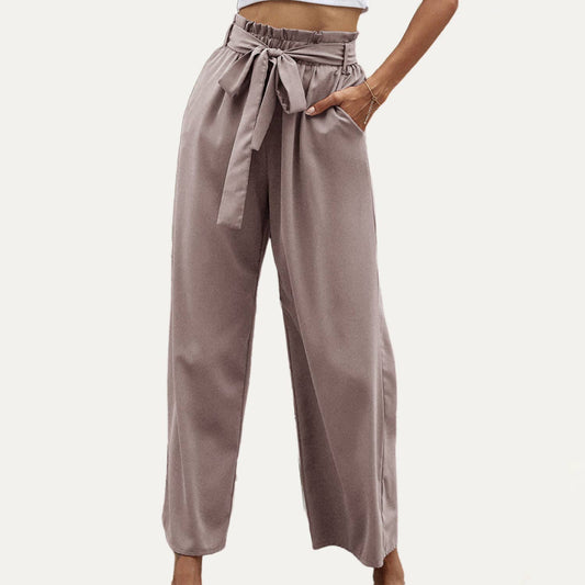 Stand In Style Solid Color High Waist Wide-Leg Pants