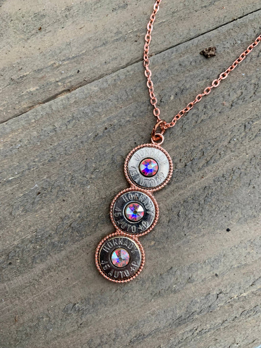 Jill's Jewels - Rose gold triple 45 Auto Bullet Necklace