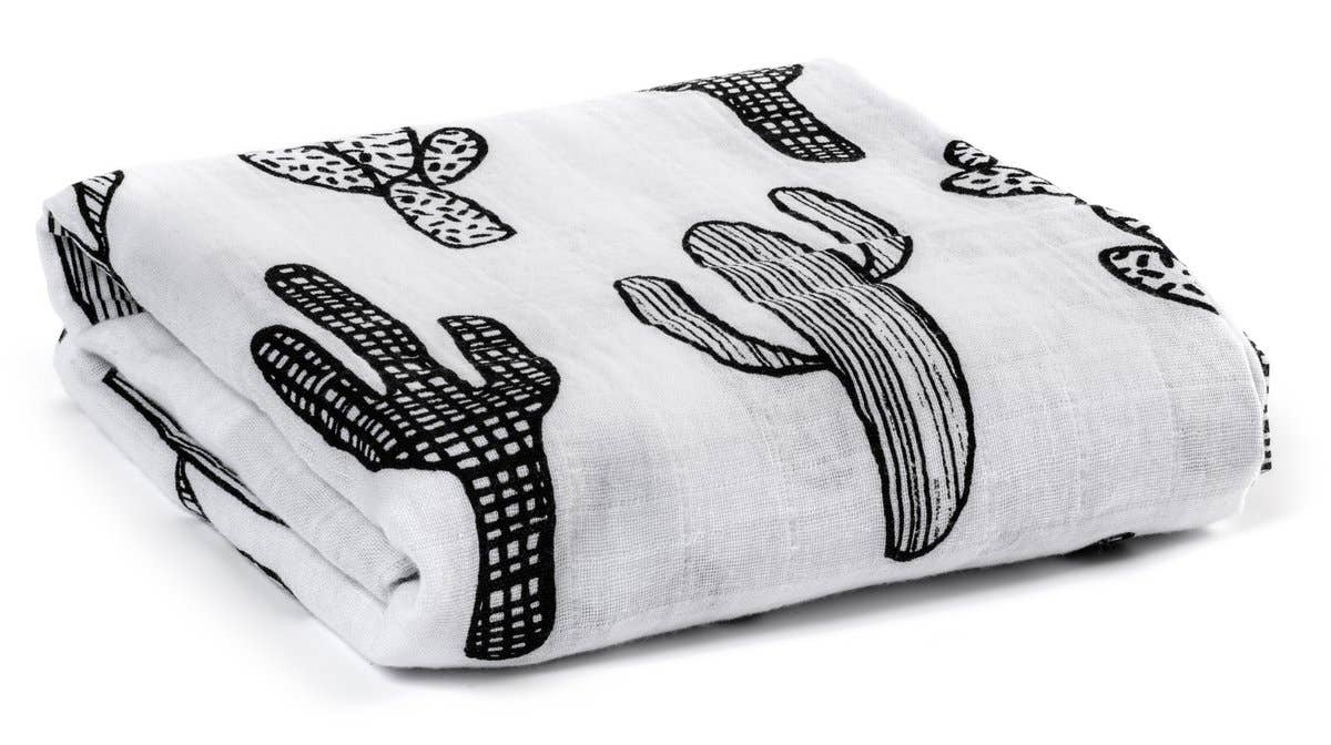 Modern Burlap - Organic Cotton Muslin Swaddle - Cactus