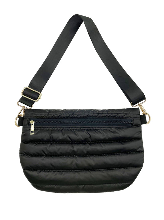 Mavi Bandz - Black Puffer Messenger Crossbody Shoulder Bag