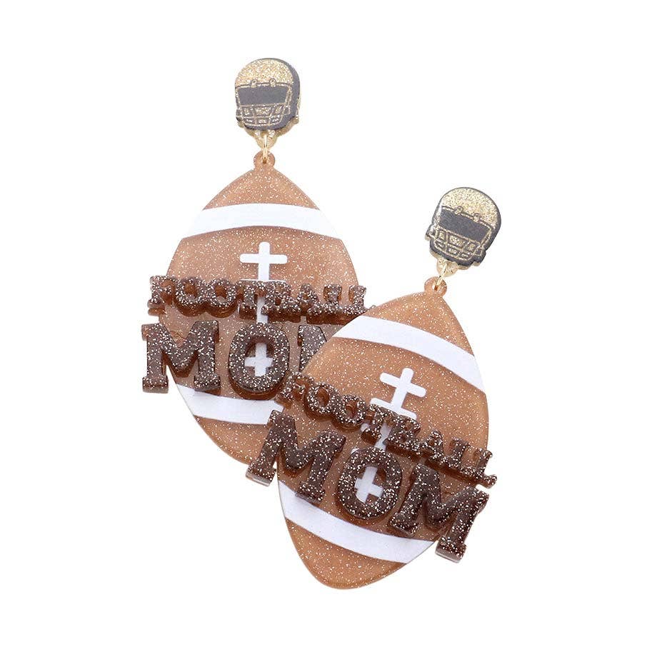 Madeline Love - Football Mom Message Glittered Resin Ball Dangle Earrings