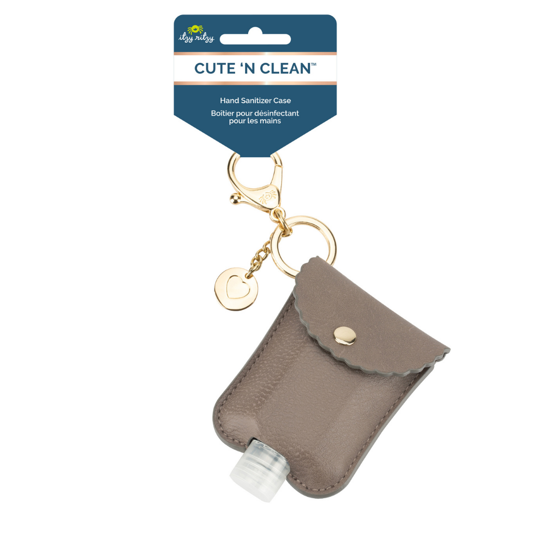 Itzy Ritzy - Taupe Cute 'n Clean™ Hand Sanitizer Charm Keychain