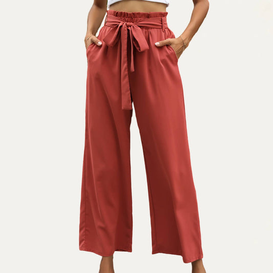 Stand In Style Solid Color High Waist Wide-Leg Pants