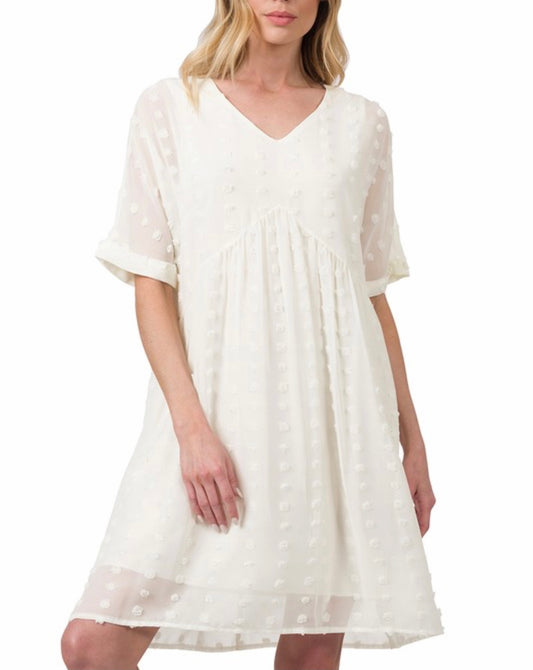 ZENANA Dot Dress Ivory