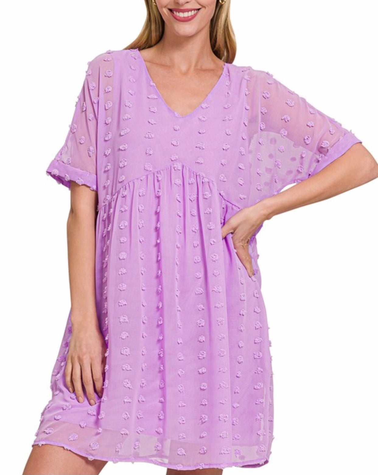 ZENANA Dot Dress Lavender