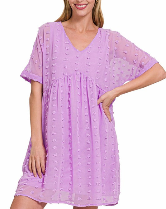 ZENANA Dot Dress Lavender