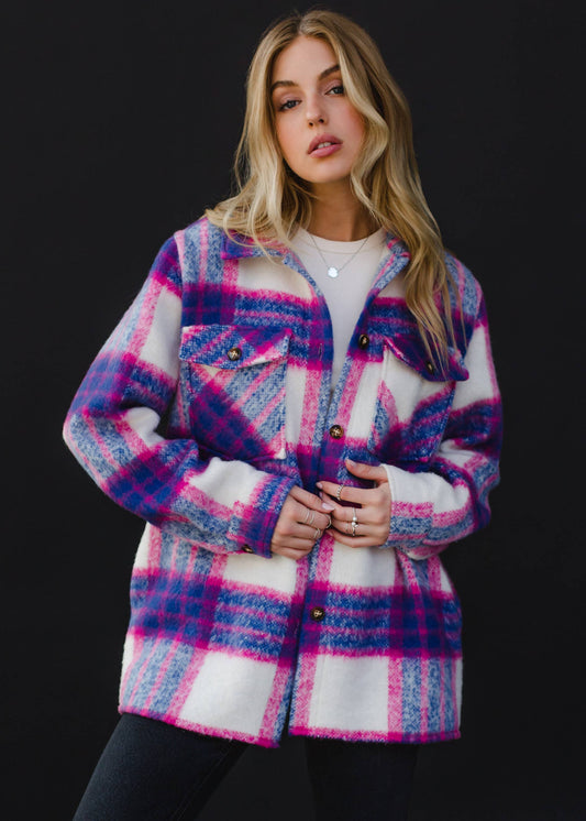 Blue, Pink & White Plaid Jacket