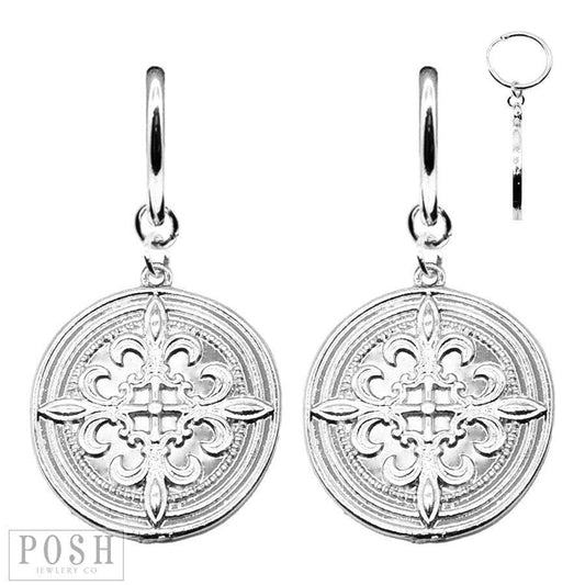 Posh Jewelry Co - 9PE052 * French Coin on Pin Catch Hoop Earring (2 Colors)