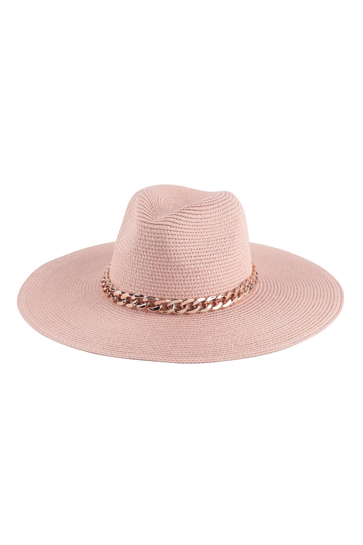 MYS Wholesale Inc - HDT3598 - PANAMA BRIM SUMMER HAT WITH CHAIN ACCENT