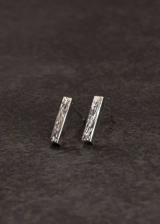 Silver Bar Stud Earrings