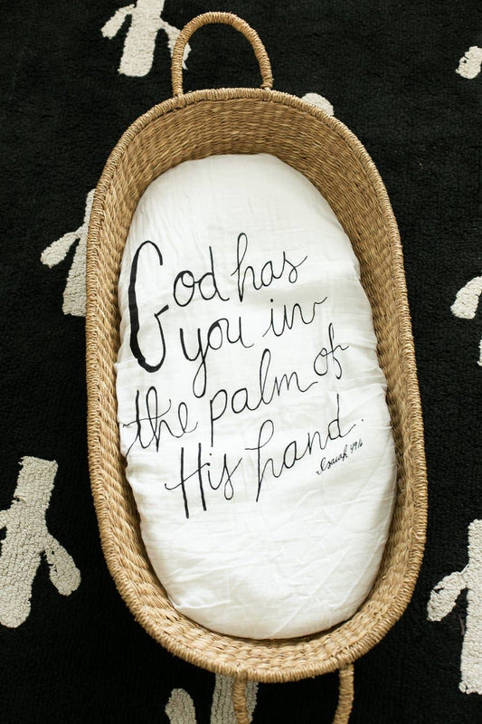 Modern Burlap - Versatile Moses Basket/Bassinet/Small Cover - Isaiah 49:16