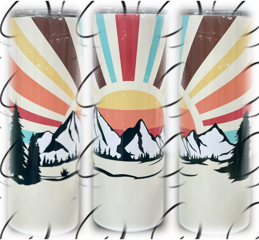 CMD Wholesale - Retro Mountain Sunset 20oz Skinny Tumbler