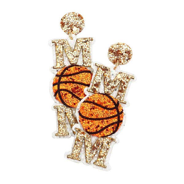 Madeline Love - Felt Back Basketball Mom Message Sequin Dangle Earrings